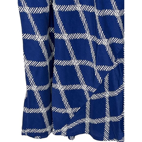 Ava & Viv Blue White Windowpane Midi A-Line Skirt Plus 2X - Picture 7 of 13